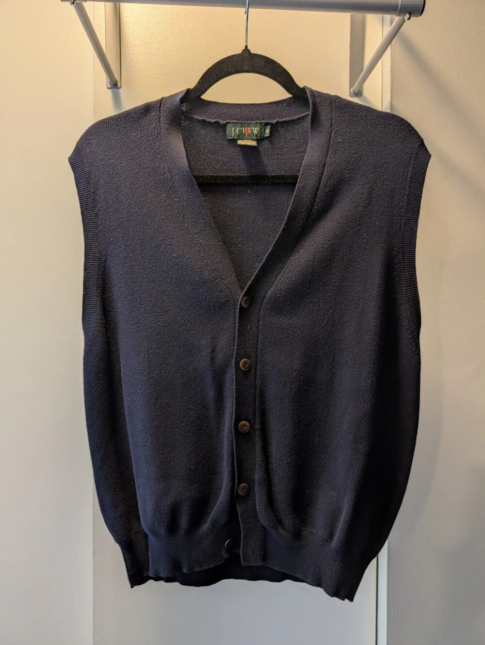 Vintage J Crew Navy Blue Sweater Vest With Button Front